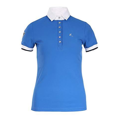 Horze Ines Womens Technical Pique, Riding Shirt, Short Sleeve, Breathable Fabric With UV Protection UPF 50+, Size UK 6-20, Blue, White, Navy Short Sleeve English Show Shirts Horze 