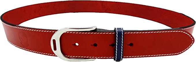 LILO Collections Estribo Grande 1.5" Stirrup Leather Belt Belts Lilo Belts 28 Red/Navy/Silver 