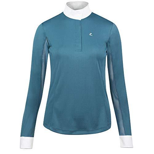 HORZE Blaire Ladies UV Ice Fit Long Sleeve Show Shirt, Red, 10 Long Sleeve English Show Shirts Horze Indian Teal Blue 10 