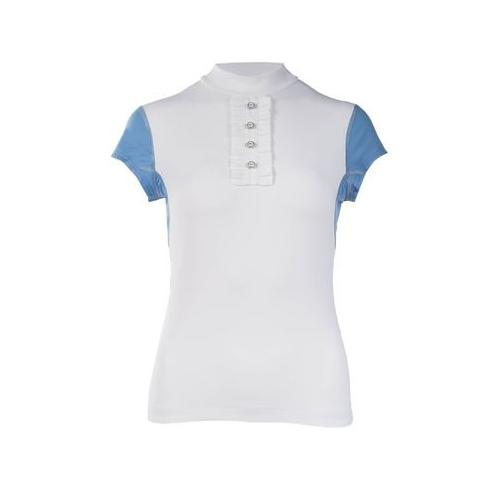 B Vertigo Charlize Women's BVX Competition Shirt White/Dove Gray Large Short Sleeve English Show Shirts Horze Bright White/Provence Blue M 