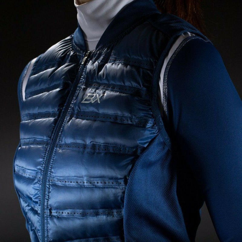 Front view of  Dark Blue B Vertigo Maxina Women's BVX Bodywarmer Vest