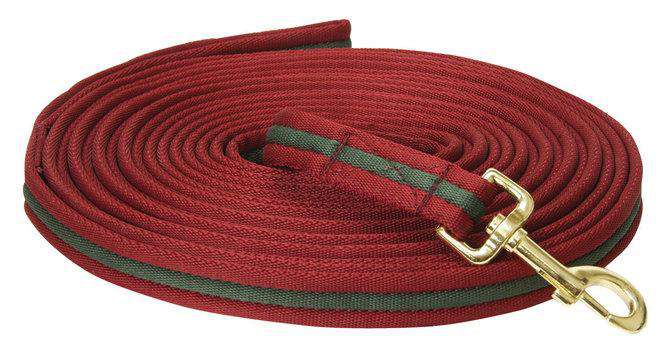 Kincade Two Tone Padded Lunging Rein Lunge Lines Kincade 26' Burgundy/Hunter Green 