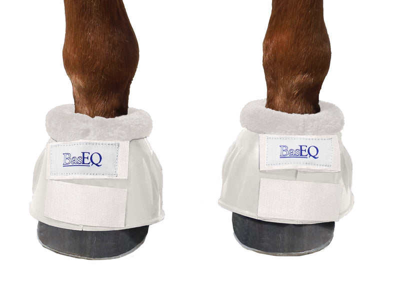 White BasEQ PVC Fleece Bell Boots One Stop Equine Shop Pony