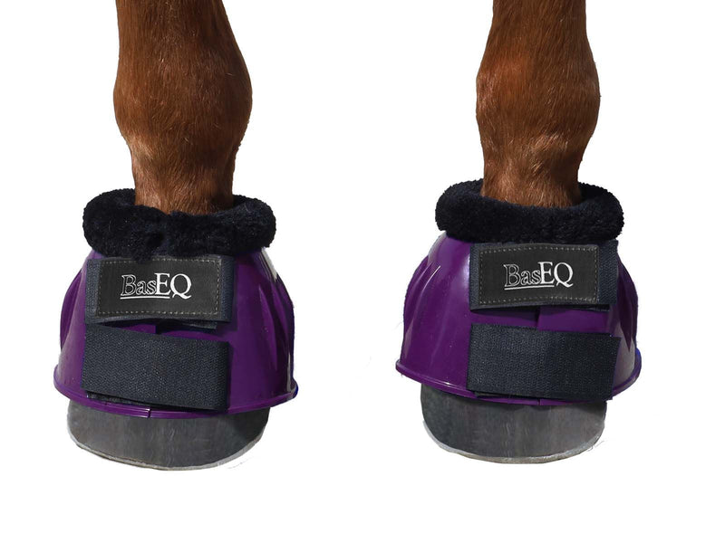 Purple BasEQ PVC Fleece Bell Boots One Stop Equine Shop Pony