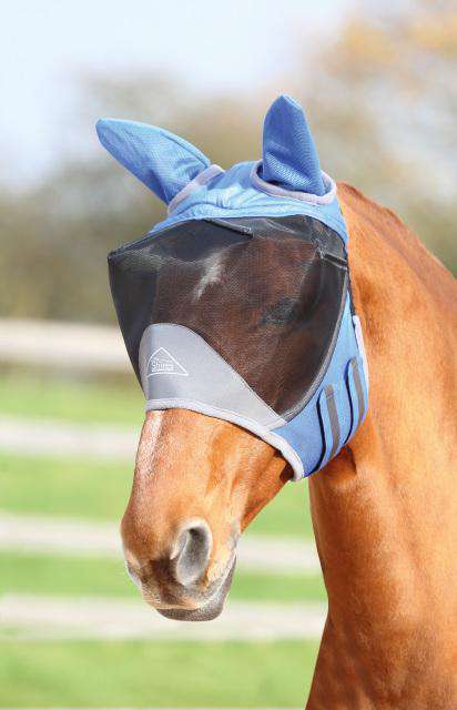 Shires Deluxe Fly Mask With Ears Fly Masks Shires Cob Royal Blue 