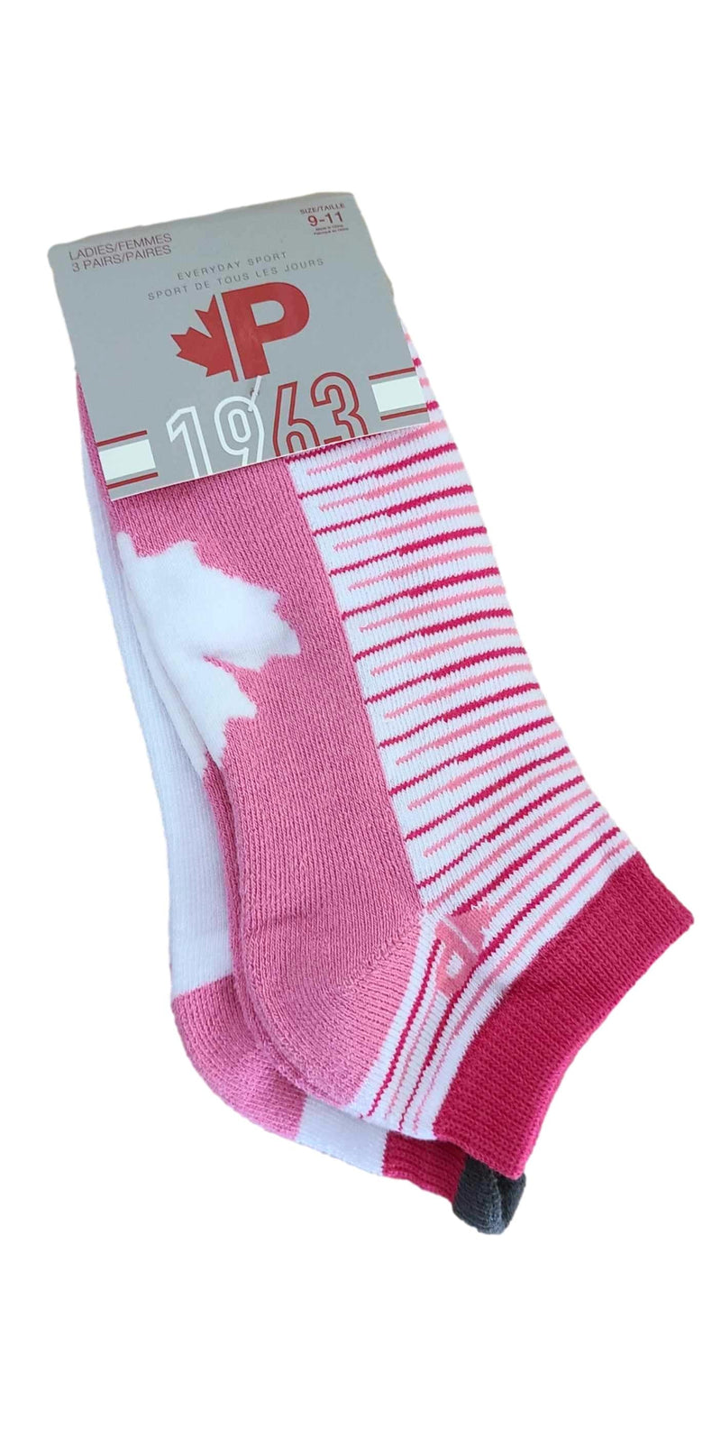 Pink Pajar Ladies Everyday Sport Ankle Socks 3 pair Size 9-11 Pajar Canada