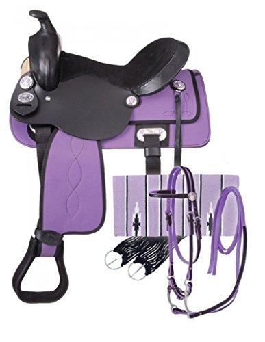 Tough 1 King Basic Synthetic Trail Saddle Package 15 Black Saddles JT International Purple 16" 