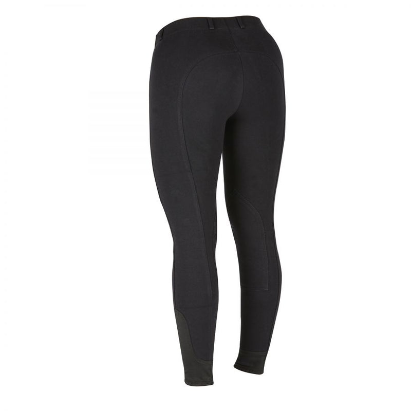 Back side of Black Saxon Women's Knee Patch Pull On Schooling Breeches Knee Patch Breeches