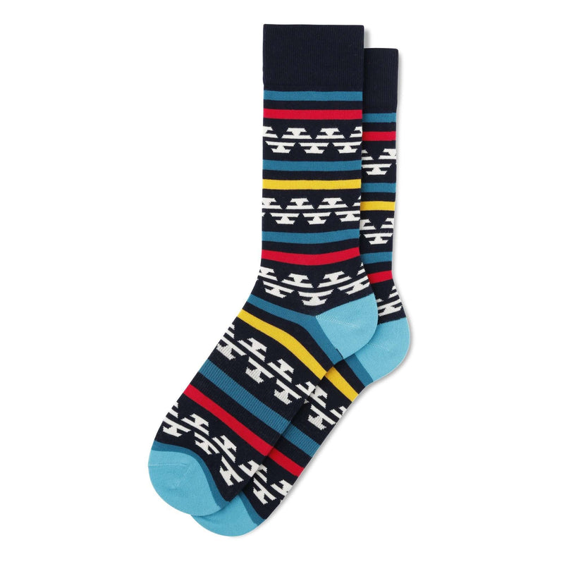 Fun Socks Men's Fair Isle Stripe Socks Socks Fun Socks Navy/Yellow/Red/Blue 
