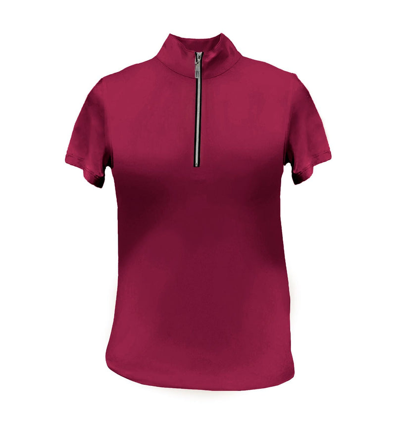 Tailored Sportsman Women's Icefil Zip Top Short Sleeve Shirt Technical Shirts Tailored Sportsman Small Claret/Black/Silver 