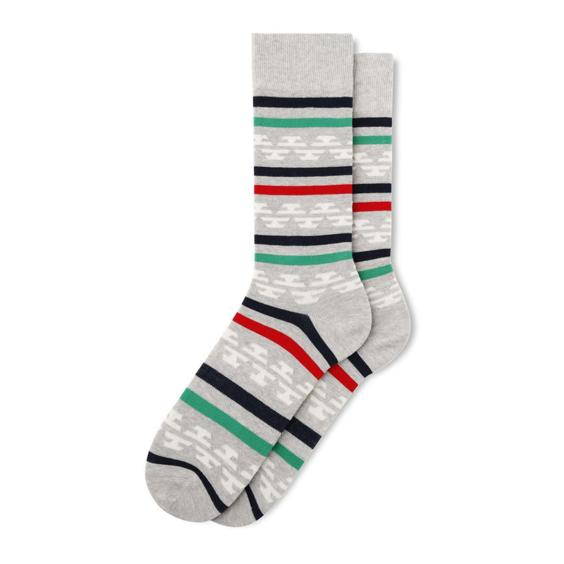 Fun Socks Men's Fair Isle Stripe Socks Socks Fun Socks Grey/Navy/Green/Red 