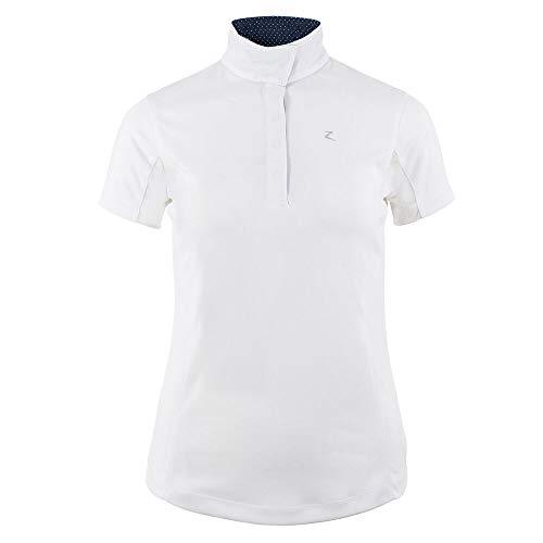 Horze Women's Blaire Show Sun Shirt - Short-Sleeved Short Sleeve English Show Shirts Horze White/Dark Navy US 14 (EU 44) 