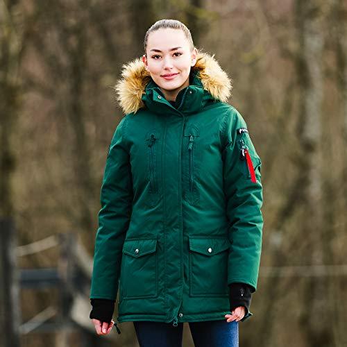 Bistro Green Horze Women's Brooke Long Parka Jacket Model Front