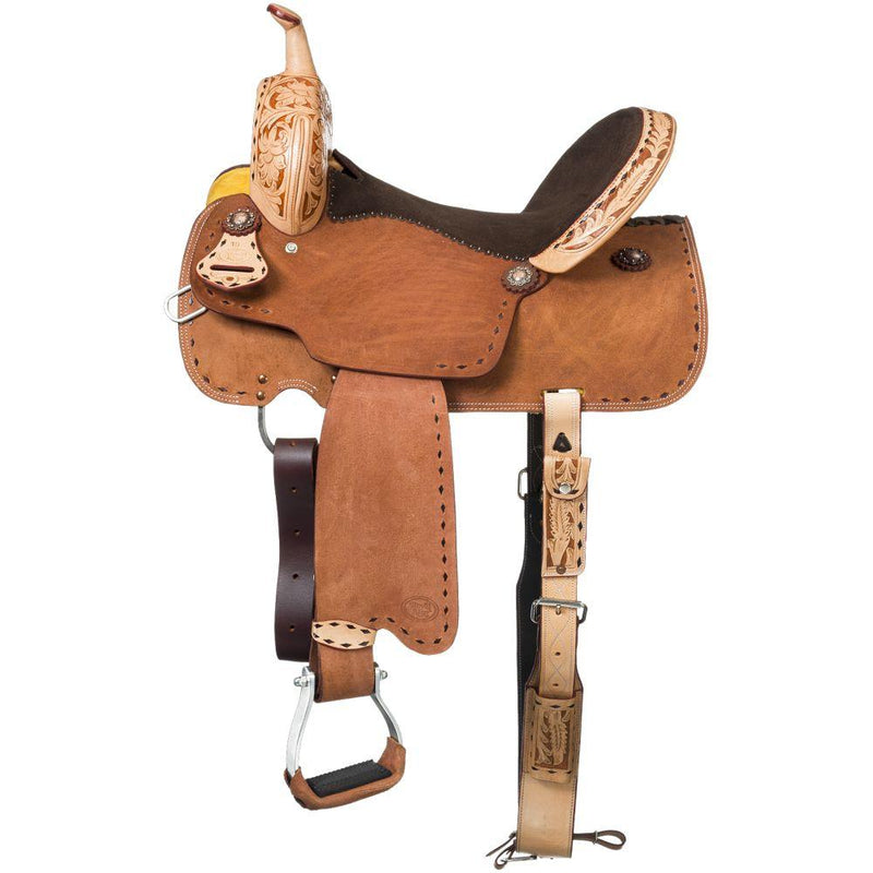 ROYAL King Reno Buck Stitch Barrel Saddle 15in Saddles JT International 