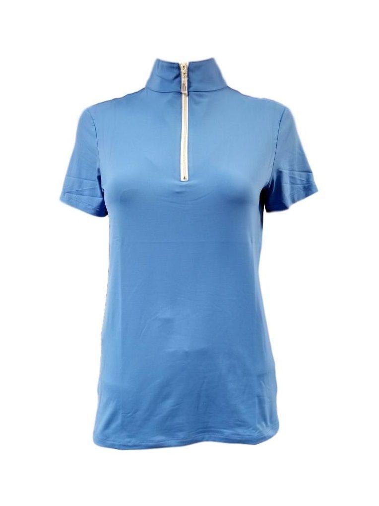 Azure/Silver Tailored Sportsman Icefil Zip Top Short Sleeve Shirt Womens Shirt