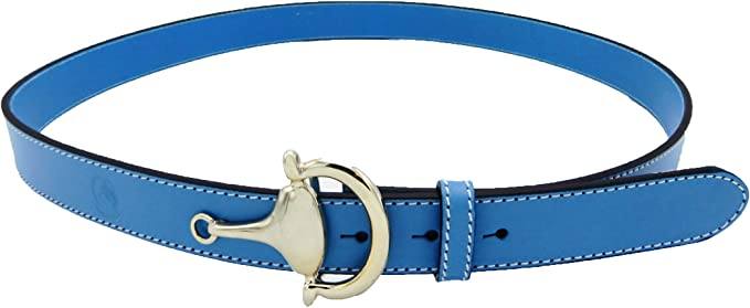 LILO Collections Baby Bosca 1.25" Bit Leather Belt Belts Lilo Belts 28 Blue/Blue/Gold 