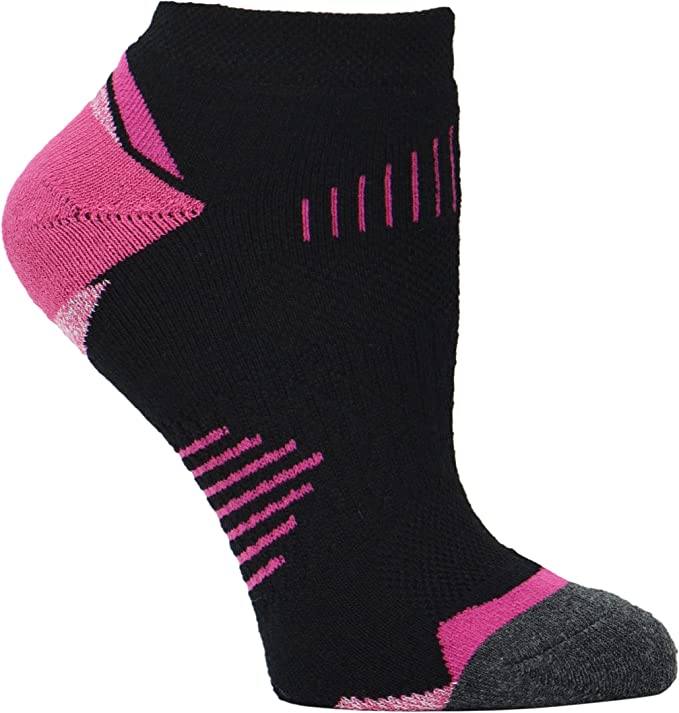 Khombu 4723 Women's Outdoor MX Dry Quarter Socks - 2-Pack Socks Black/Fuchsia 4-10