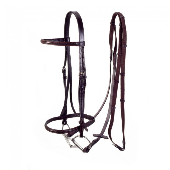 Brown Full Silver Fox Raised Snaffle Bridle With Web Reins Bridles JT International