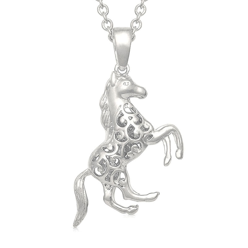Rearing Horse Charm Necklace Jewelry Montana Silversmith 