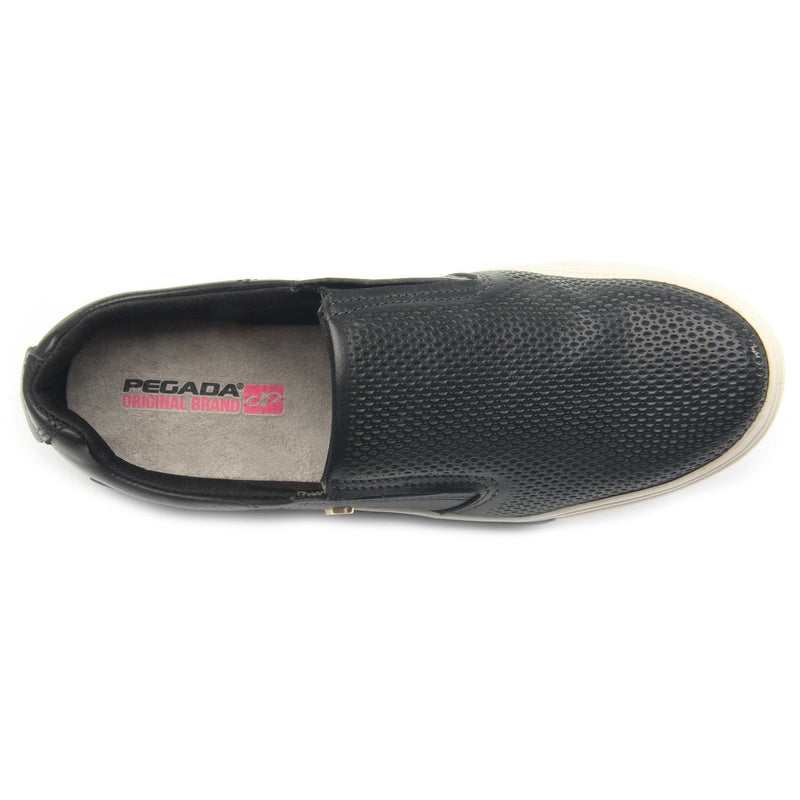 Top View of Black Pegada Women's Perforated Teen Slip-On Casual Shoes Loafers