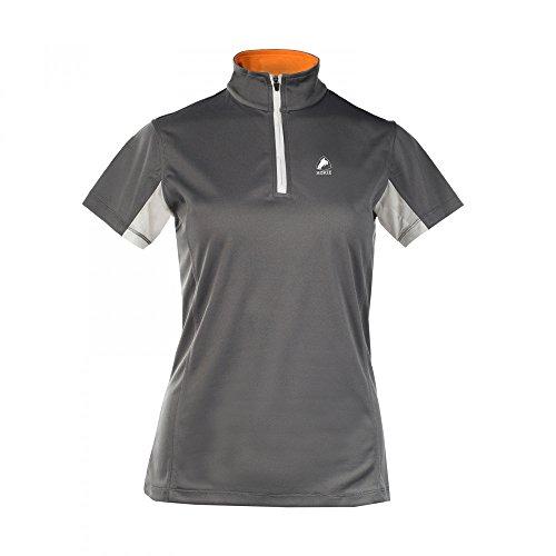 Horze Women's Trista Functional Sun Shirt - Short Sleeve Technical Shirts Horze Pewter Grey/Orange Peel US 8 (EU 38) 