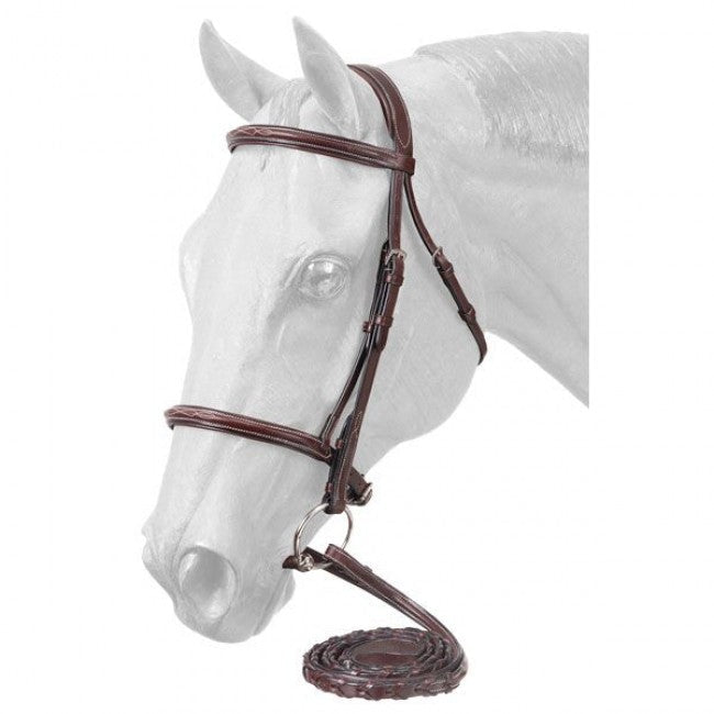Premium Padded Fancy Stitched Raised English Bridle with Raised Detail English Bridles JT International Brown 