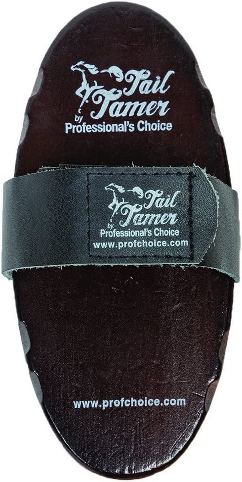 Leather handle of Professional's Choice Tail Tamer Wooden Goat Hair Brush
