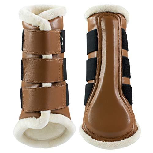 Horze Wilton Brushing Boots - Faux Fur Pile Lining Competition/Exercise Boots Horze Tan Small 