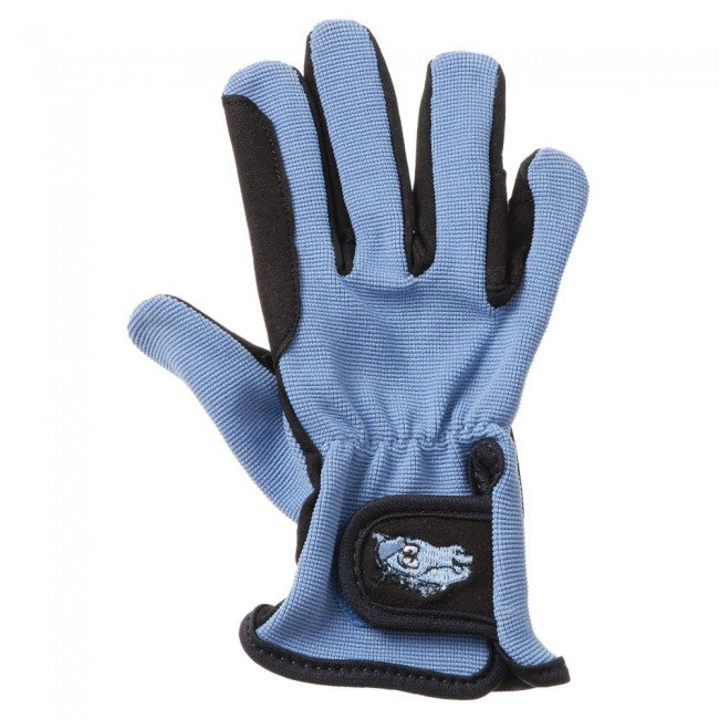 Black/Sky Blue Tough 1 Embroidered Kids Gloves