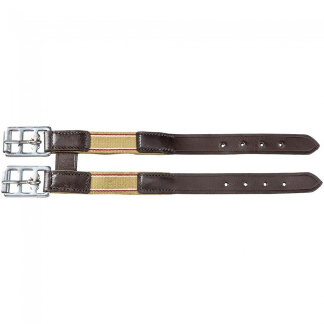 Brown EquiRoyal Leather/Elastic Girth Extension JT International