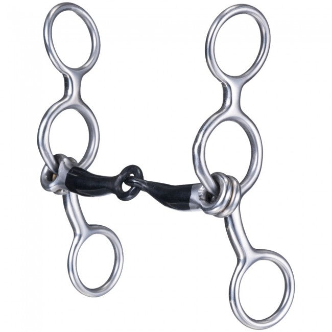 Tough 1 Miniature Stainless Steel Jr Cow Snaffle with Sweet Iron Mouth Western Horse Bits 4"