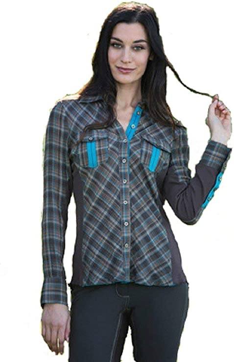 Goode Rider Women's Supreme Long Sleeve Shirt Brown/Plaid X-Large