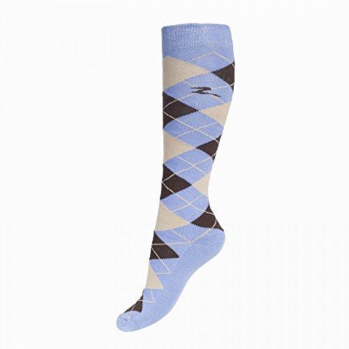 HORZE Spirit Alana Argyle Checked Winter Knee Socks, Port Royale/Taupe Grey - 8.5-10 Socks Horze Lazuli Blue 8.5-9.5 