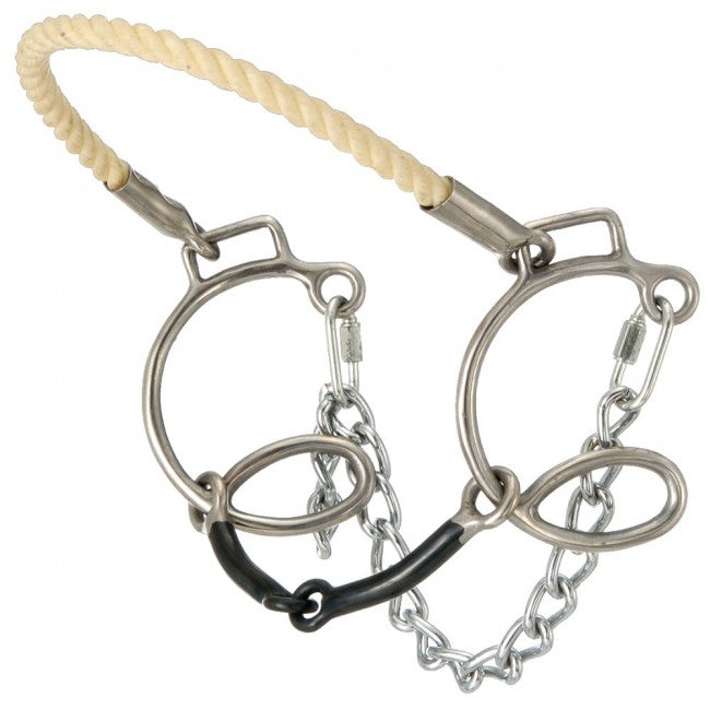 Kelly Silver Star 6" Cheek Sweet Iron Snaffle With Rope Nose Western Horse Bits JT International Stainless Steel 5 1/2" mouth 