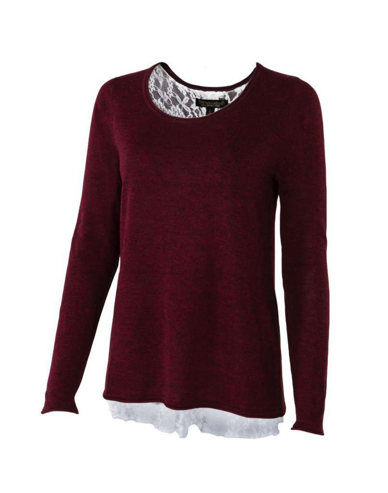 Noble Outfitters Tory Lace Sweater Sweaters Noble Outfitters L Cranberry 