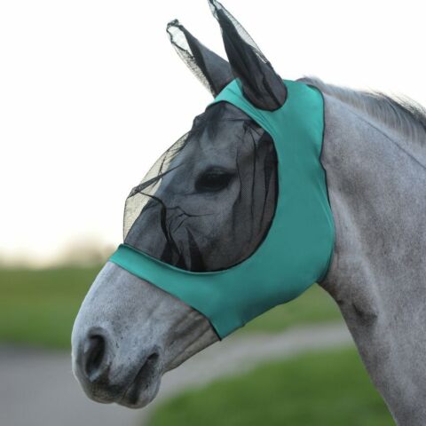 Turquoise/Black Weatherbeeta Stretch Eye Saver with Ears Fly Masks Full