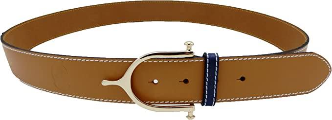 LILO Collections Inglesa 1.5" Spur Leather Belt Belts Lilo Belts 28 Camel/Navy/Gold 