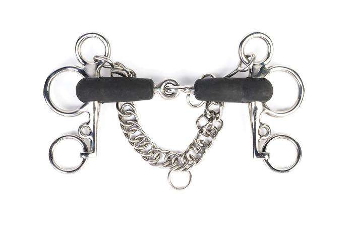 Shires Tom Thumb Rubber Jointed Pelham English Horse Bits Shires 4.5 Steel 