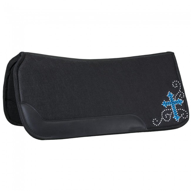 Turquoise Stones Tough 1 Contour Felt Saddle Pad with Crystal Cross Design All Purpose Pads