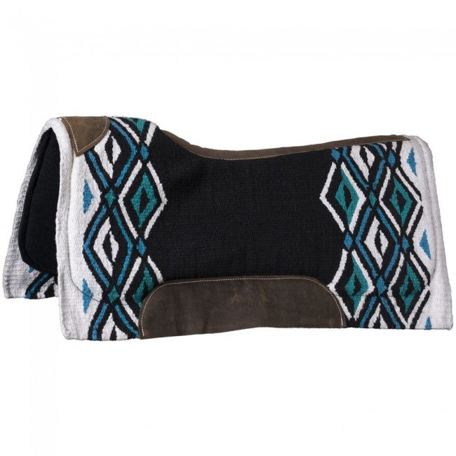 Teal/Black/Royal Blue/White Tough 1 Lakota Contour Wool Saddle Pad Western Pads