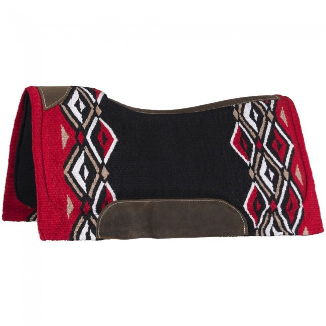 Red/Black/Taupe/White Tough 1 Lakota Contour Wool Saddle Pad Western Pads