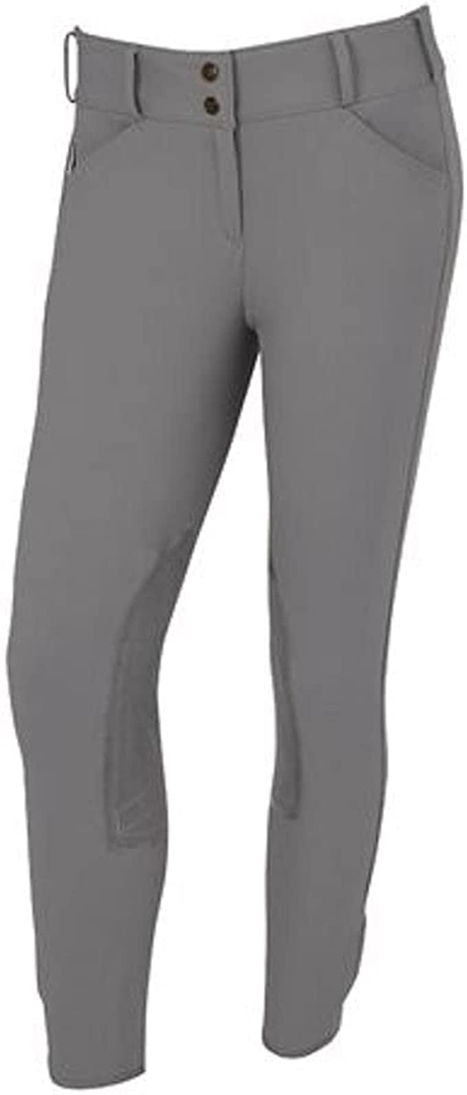 Tailored Sportsman Trophy Hunter Ladies Low Rise Front Zip Breeches Knee Patch Breeches Tailored Sportsman Pewter 34R 