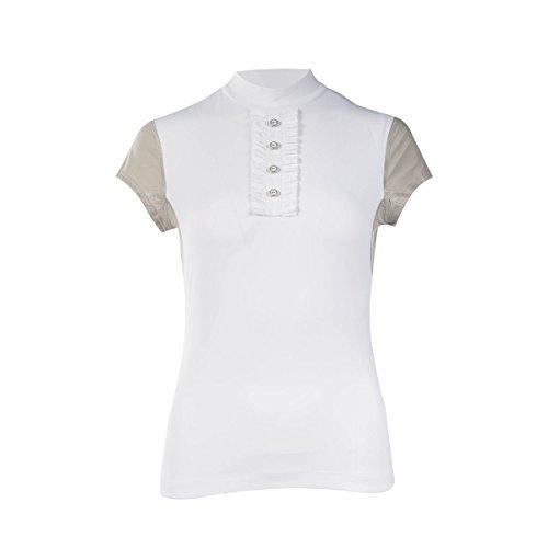 B Vertigo Charlize Women's BVX Competition Shirt White/Dove Gray Large Short Sleeve English Show Shirts Horze 