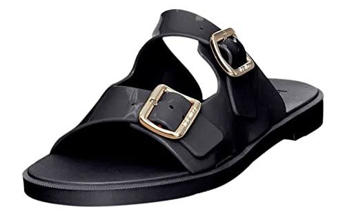 Black/Gold Petite Jolie PJ5351 Beats Women's Open Toe Sandals with Buckle Straps
