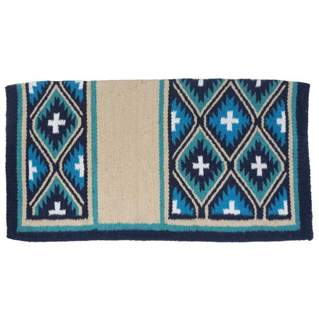 Taupe/Navy/Teal/Turquoise/White Tough 1 Sequoyah Wool Saddle Blanket