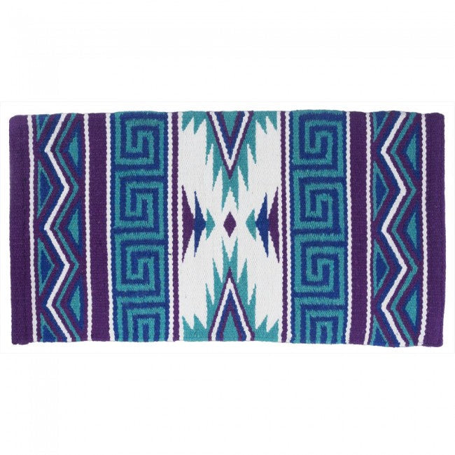 Purple/White/Teal/Royal Tough 1 Mayan Navajo Wool Saddle Blanket