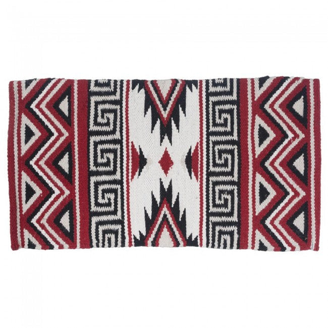 Red/White/Black/Taupe Tough 1 Mayan Navajo Wool Saddle Blanket