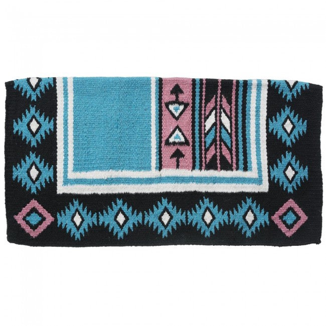 Turquoise/White/Pink/Black Tough 1 Cherokee Wool Saddle Blanket