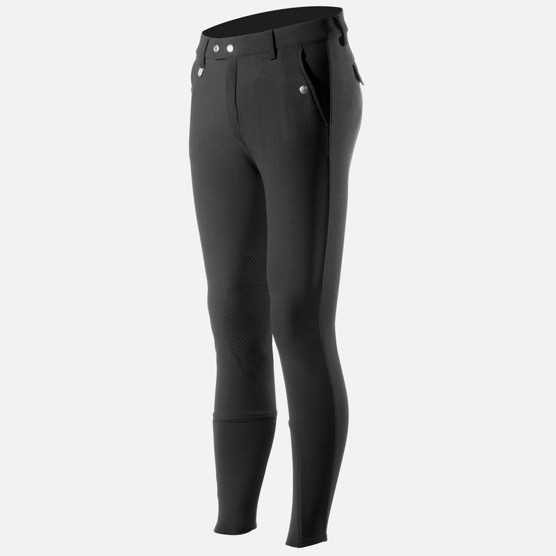 Black Front Horze Men's Grand Prix Knee Patch Breeches - Silicone Grip Knee Patch Breeches