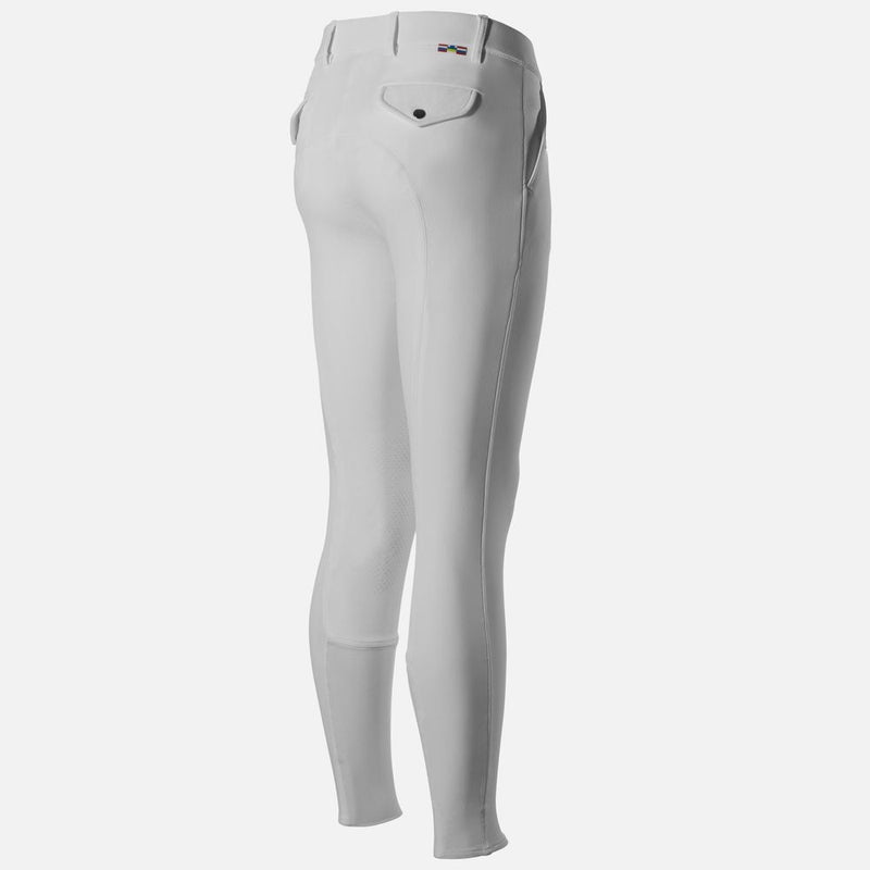 White Back Horze Men's Grand Prix Knee Patch Breeches - Silicone Grip Knee Patch Breeches